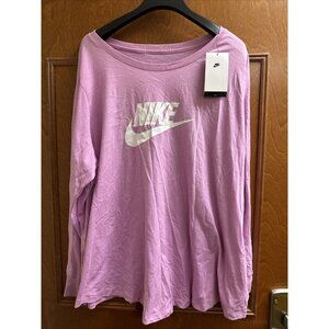 Nike Women Plus Size Logo Pink Long Sleeves Tshirt, 3X